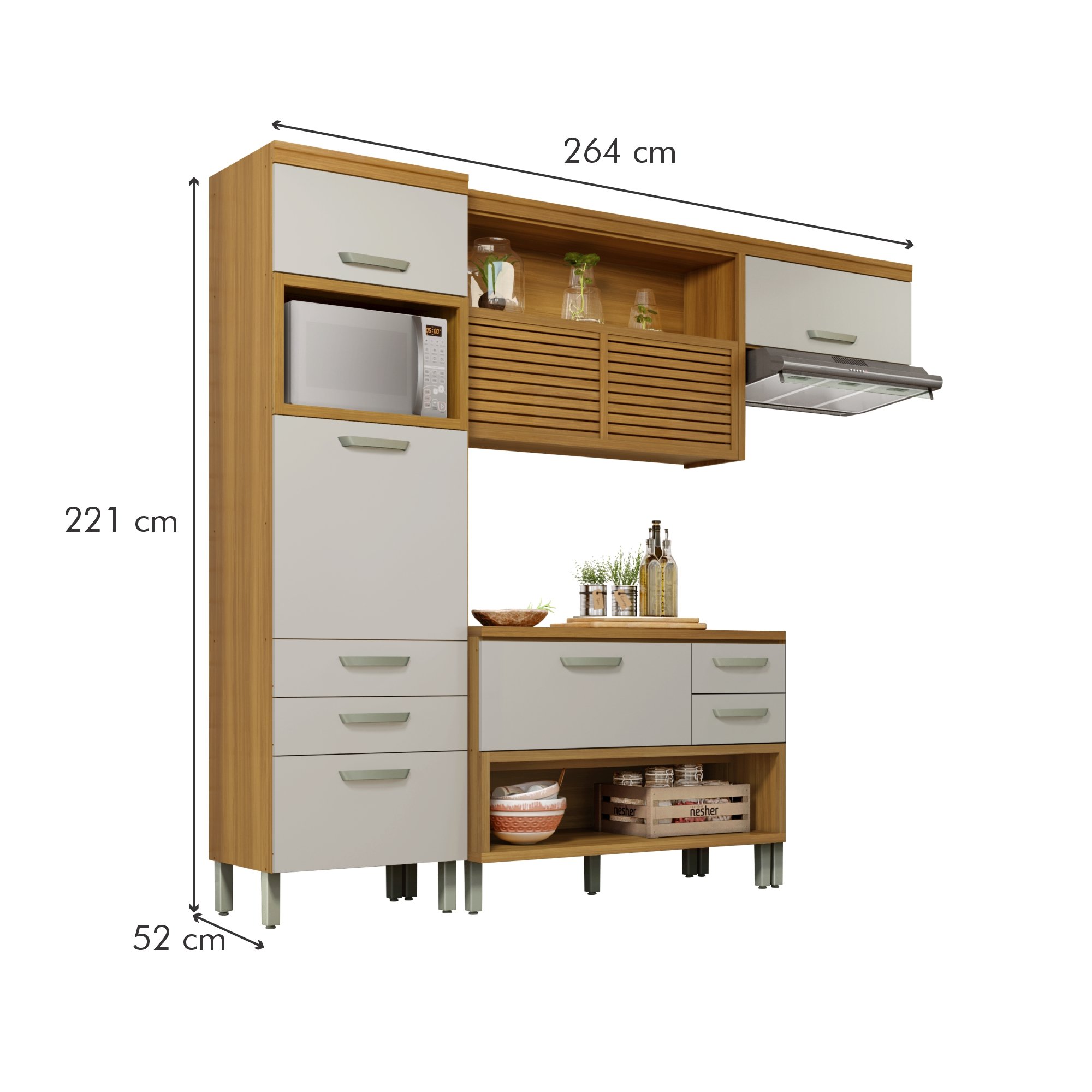 Cozinha Modulada 3 Peças Ripado Princesa Nesher 100% MDF - 17