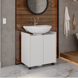 Gabinete Armário Banheiro Pia de Coluna Eccos Potenza Branco - 1