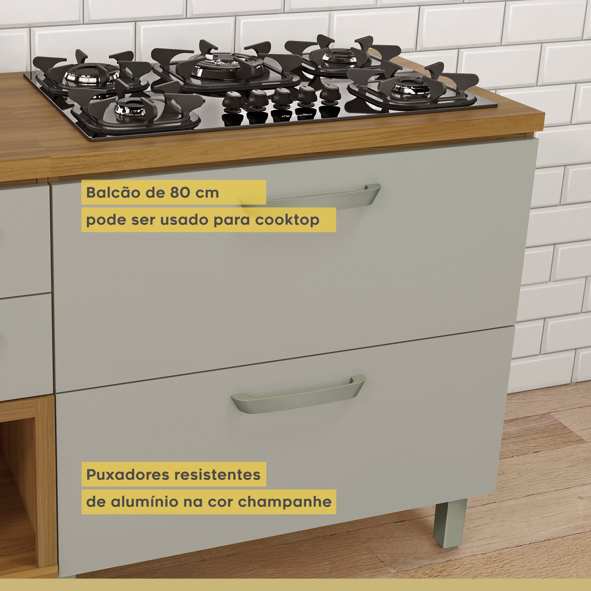 Cozinha Modulada 4 Peças Ripado Princesa  100% Mdf - 15