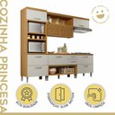 Ver imagem 3 de Cozinha Modulada 4 Peças Ripado Princesa 100% MDF Marrom/Freijó/Off White