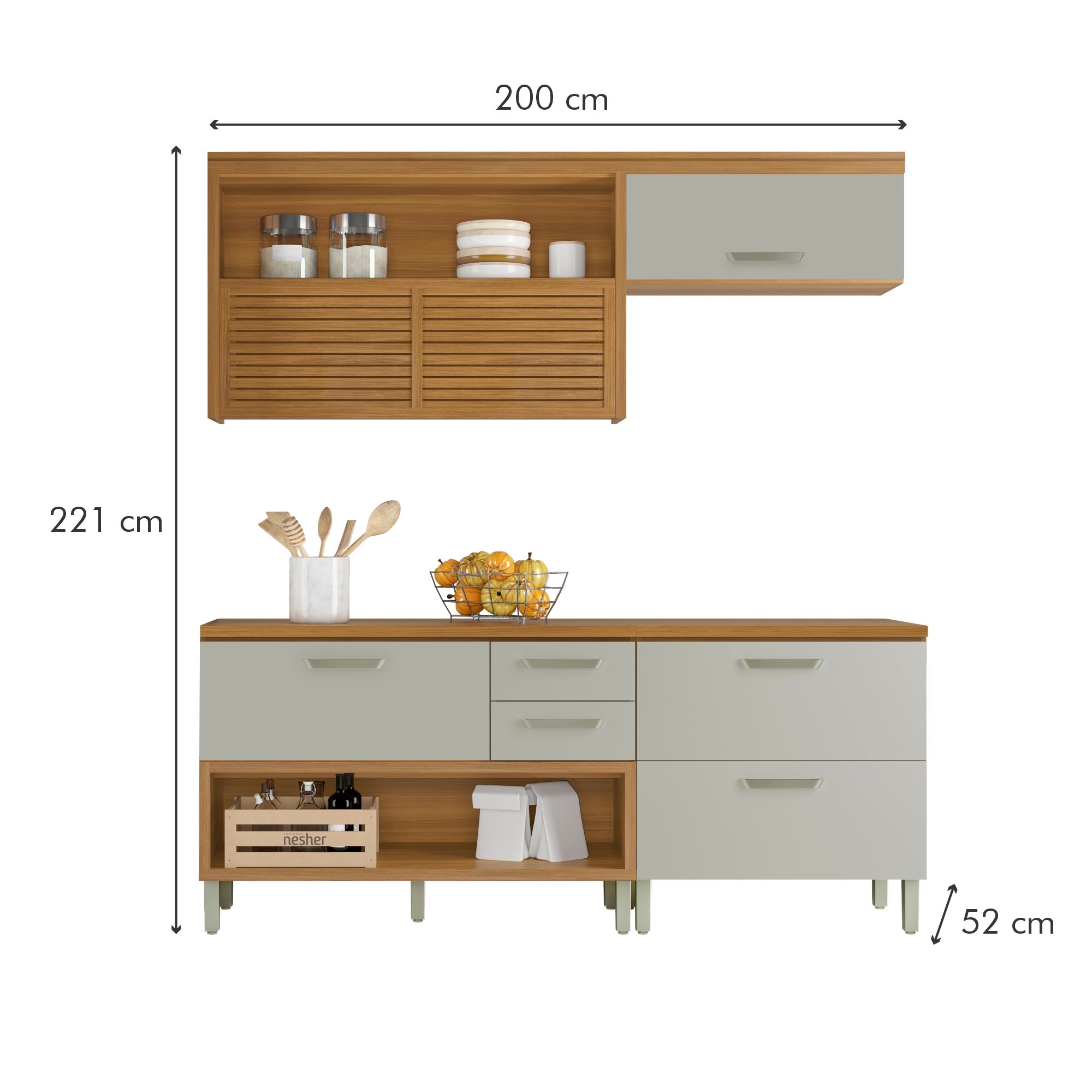 Cozinha Modulada 3 Peças Ripado Princesa 100% Mdf - 17