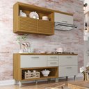 Ver imagem 1 de Cozinha Modulada 3 Peças Ripado Princesa 100% MDF Marrom/Freijó/Offwhite