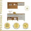 Ver imagem 3 de Cozinha Modulada 3 Peças Ripado Princesa 100% MDF Marrom/Freijó/Offwhite