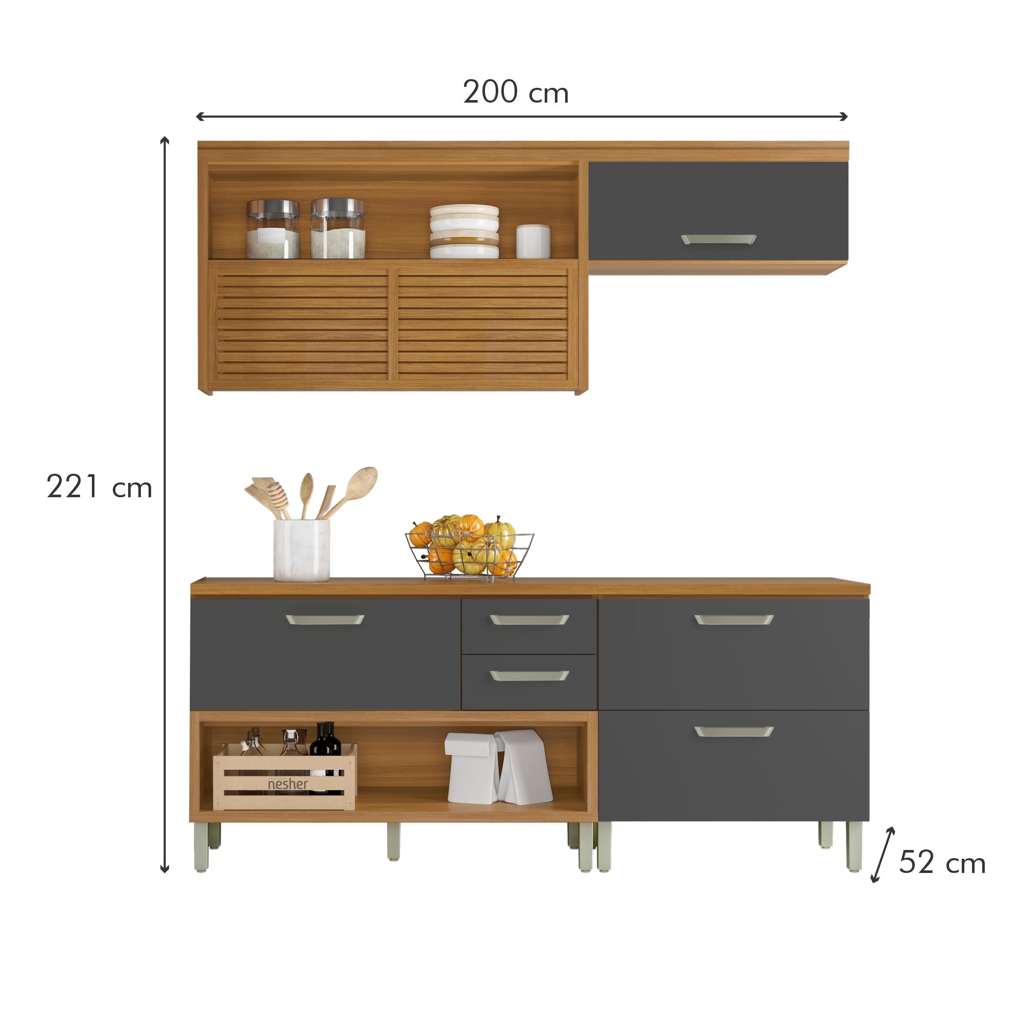 Cozinha Modulada 3 Peças Ripado Princesa 100% Mdf - 17