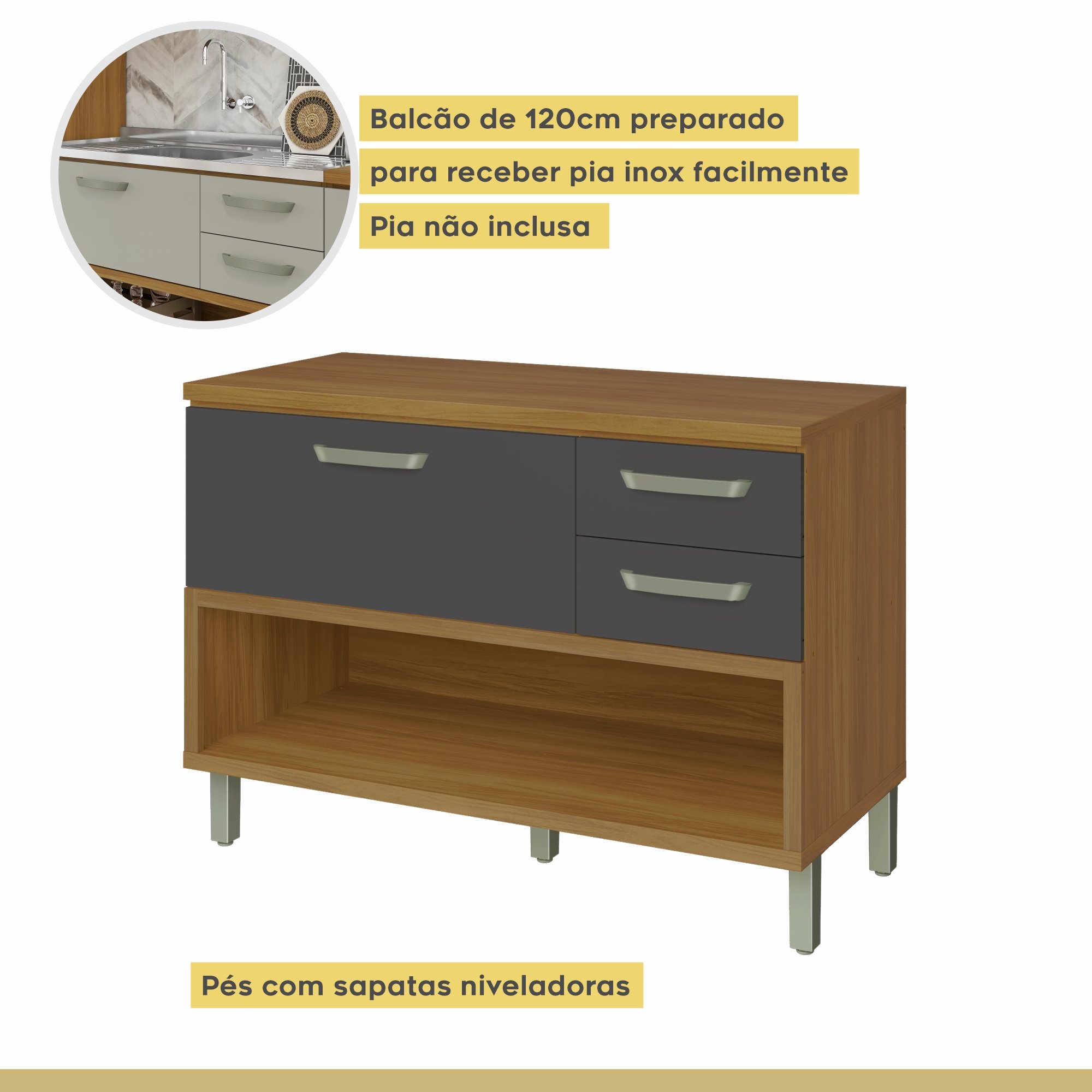 Cozinha Modulada 3 Peças Ripado Princesa 100% Mdf - 10