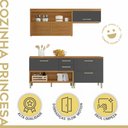 Ver imagem 3 de Cozinha Modulada 3 Peças Ripado Princesa 100% MDF Marrom/Freijó/Grafite