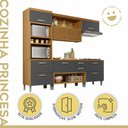 Ver imagem 3 de Cozinha Modulada 4 Peças Ripado Princesa 100% MDF Marrom/Freijó/Grafite