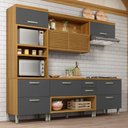Ver imagem 1 de Cozinha Modulada 4 Peças Ripado Princesa 100% MDF Marrom/Freijó/Grafite