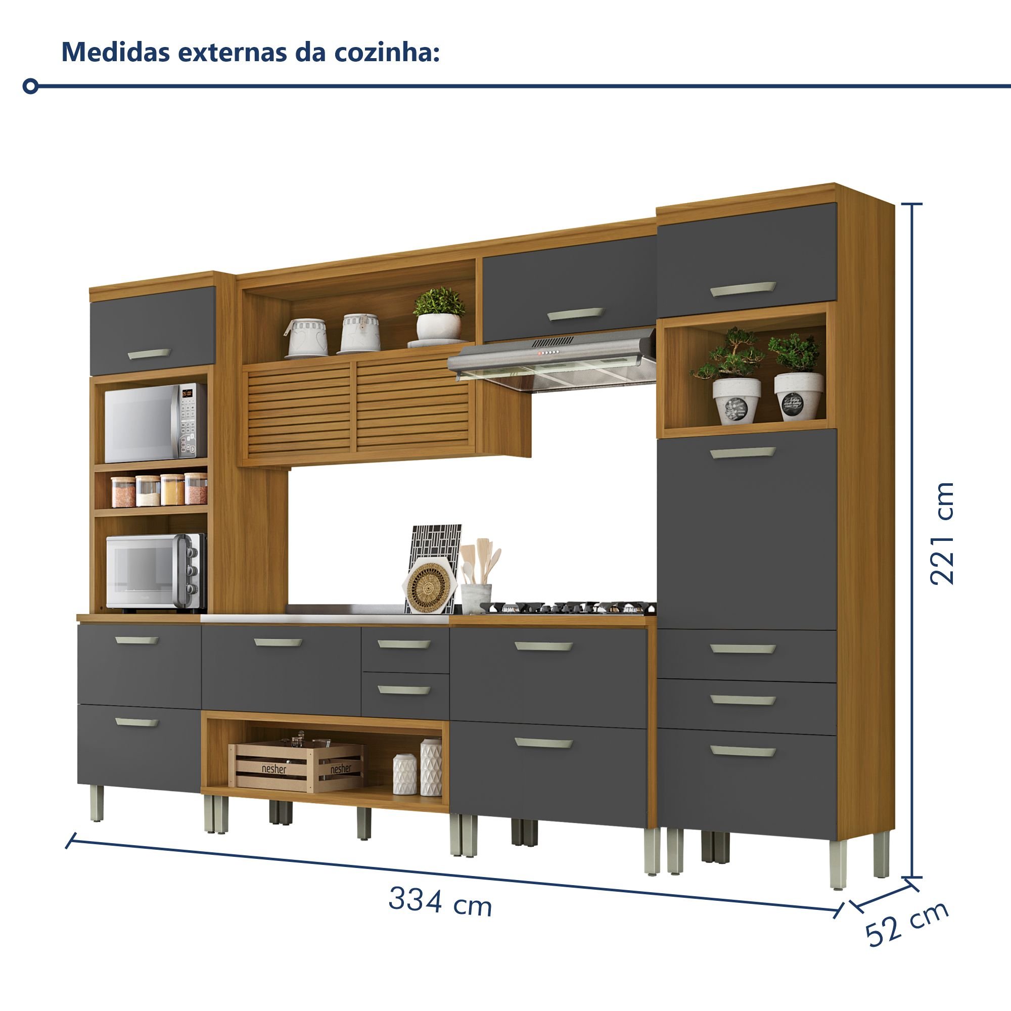 Cozinha Modulada 5 Peças Ripado Princesa 100% Mdf - 19