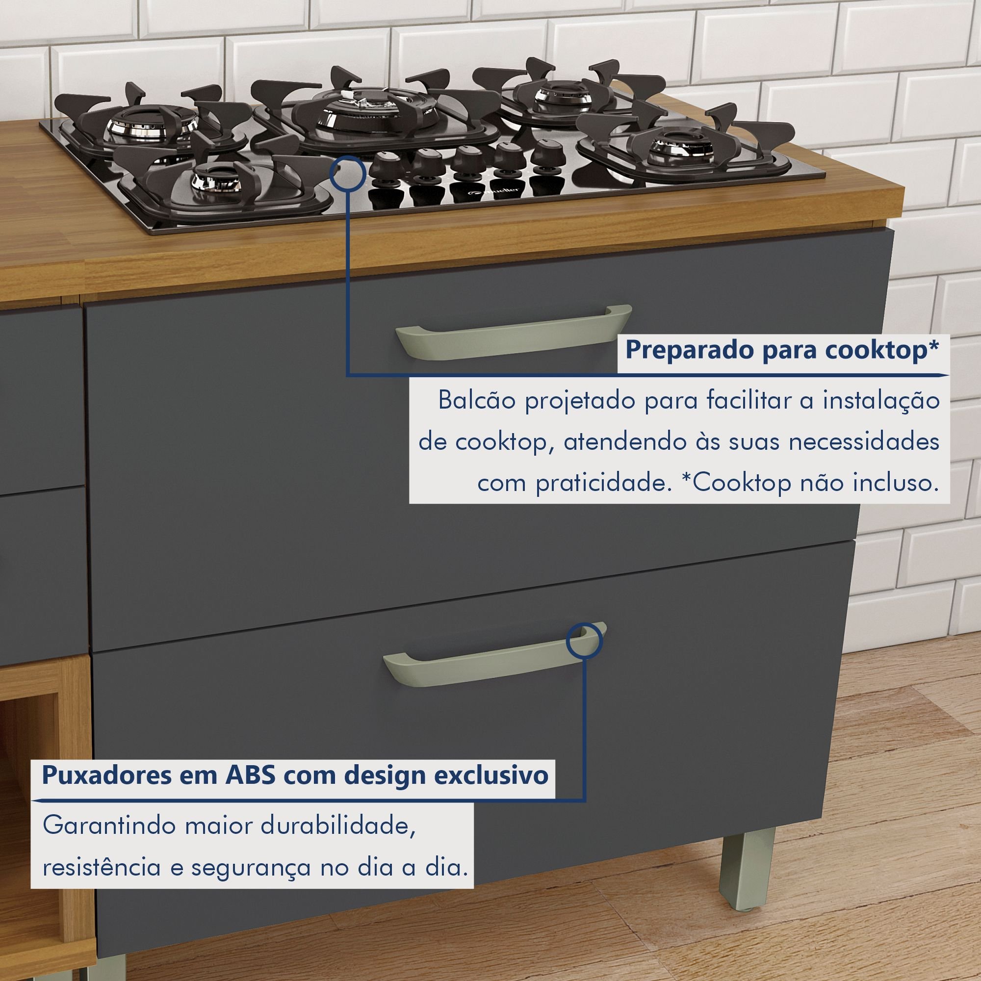 Cozinha Modulada 5 Peças Ripado Princesa 100% Mdf - 13