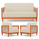 Ver imagem 1 de Kit 02 Poltronas e 01 Sofá Samoa Madeira Maciça com Cordas Náutica Linho Pérola - Desk Design