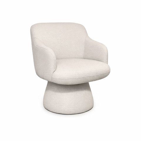 Poltrona Jade Base Cone Fixa Linho Areia - Nexta Casa