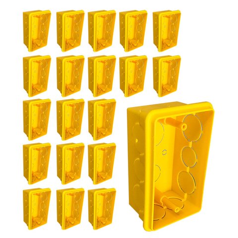 Kit 20 Caixa de Luz 4x2 Reforçada para Tomada e Interruptor Ilumi Cor:amarelo