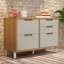 Ver imagem 1 de Balcão para Cozinha 1 Porta 4 Gavetas Imperatriz 100% MDF Marrom/Freijó/Off White