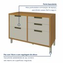 Ver imagem 2 de Balcão para Cozinha 1 Porta 4 Gavetas Imperatriz 100% MDF Marrom/Freijó/Off White