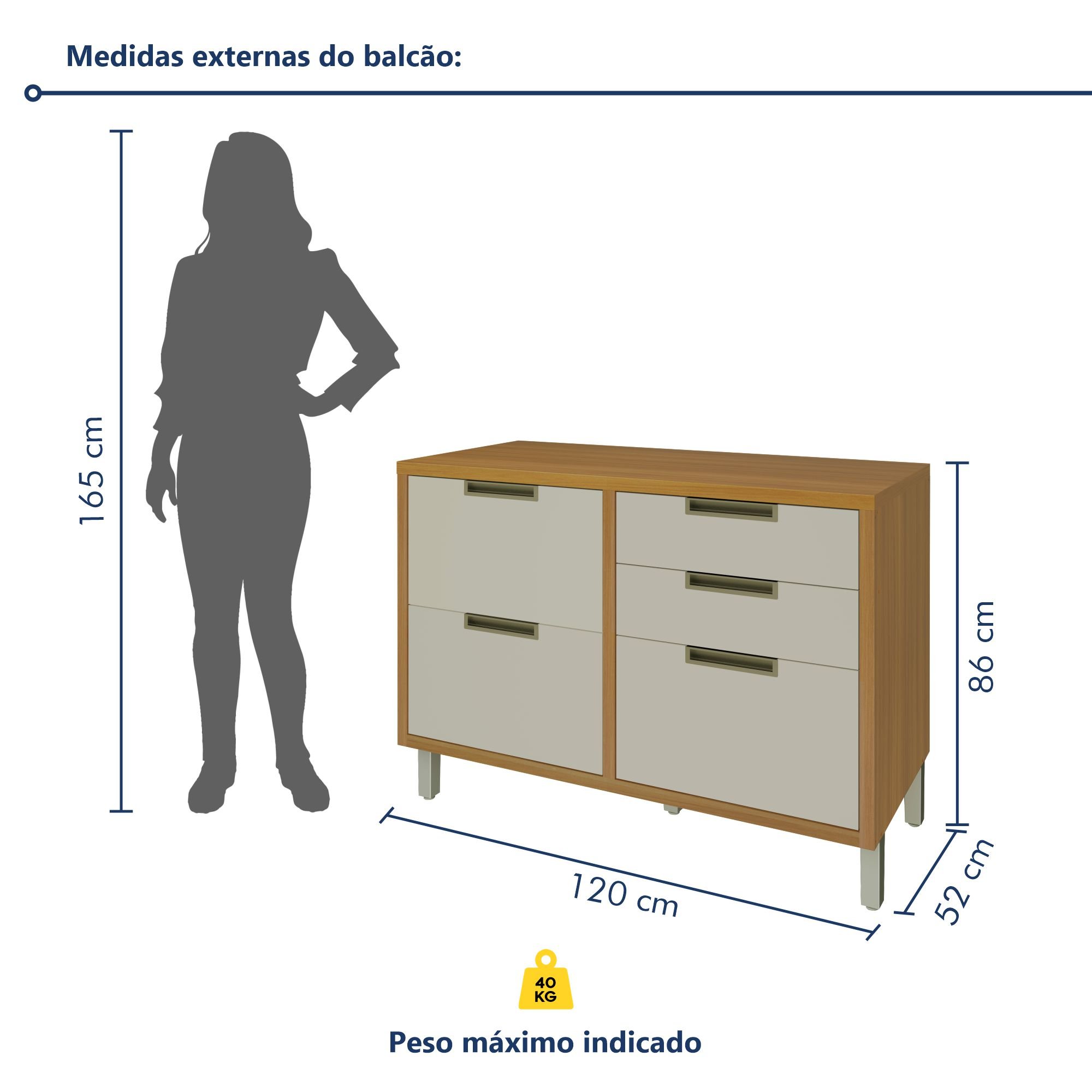 Balcão Para Cozinha 1 Porta 4 Gavetas Imperatriz 100% Mdf - 8