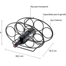Mini Adega Oval para 6 Garrafas de vinho Schmitt Tannat Wine:Preto Fosco - 2