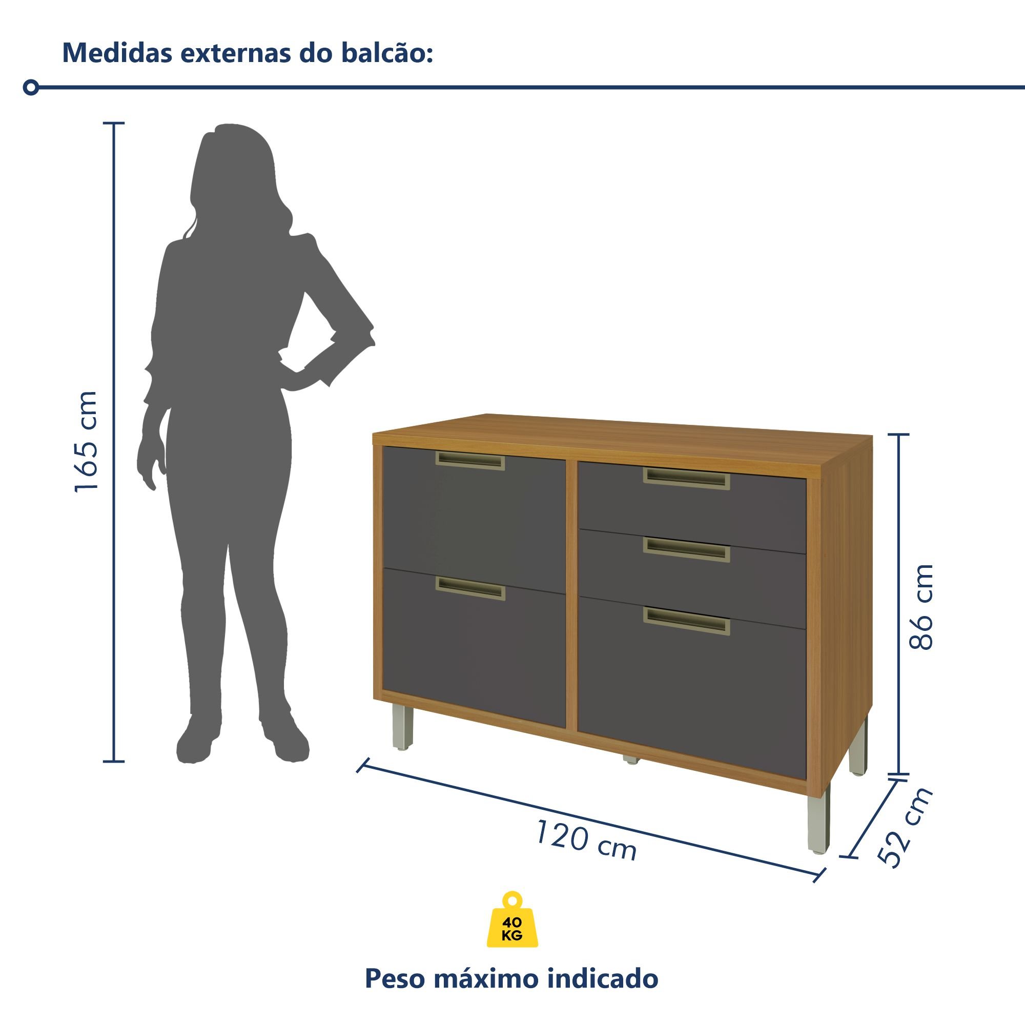 Balcão Para Cozinha 1 Porta 4 Gavetas Imperatriz 100% Mdf - 8