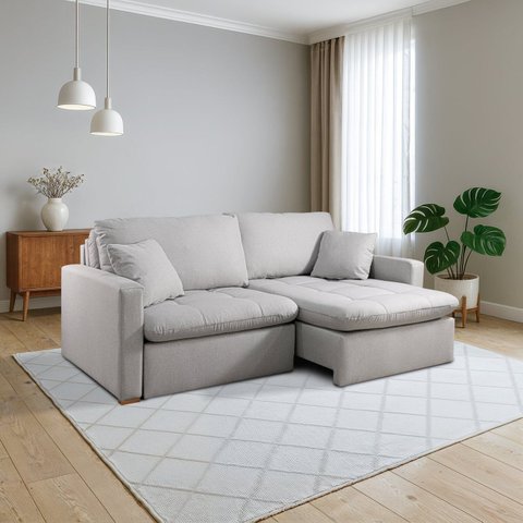 Sofá Retrátil e Reclinável 220cm com Almofadas Decorativas Liv Yescasa