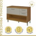 Ver imagem 2 de Balcão de Cozinha 1 Porta 2 Gavetas com Caixa Organizadora 120cm Princesa 100% MDF Marrom/Freijó/Off White