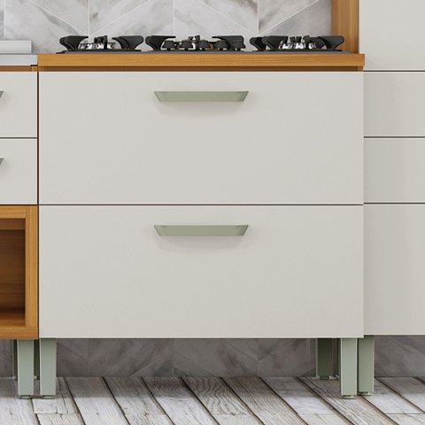 Balcão 1 Porta 1 Gaveta 80cm Princesa 100% MDF Marrom/Freijó/Off White