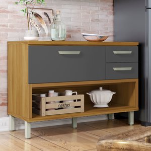 Balcão De Cozinha 1 Porta 2 Gavetas Com Caixa Organizadora 120Cm Princesa  100% Mdf