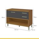 Ver imagem 7 de Balcão de Cozinha 1 Porta 2 Gavetas com Caixa Organizadora 120cm Princesa 100% MDF Marrom/Freijó/Grafite