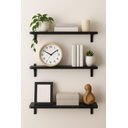 Ver imagem 1 de Kit 3 Prateleiras em Mdf Preto Tx 60x15cm com Mão Francesa – Multiuso e Fácil Instalação