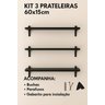 Kit 3 Prateleiras em Mdf Preto Tx 60x15cm com Mão Francesa – Multiuso e Fácil Instalação - 2