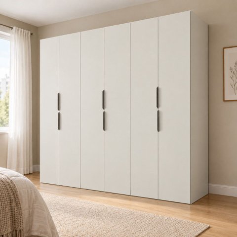 Guarda Roupa Casal Modulado Versa em MDF 6 Portas com 6 Cabideiros 3 Prateleiras
