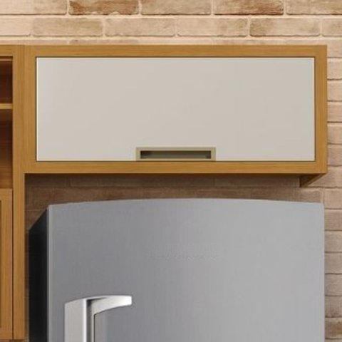 Armário Aéreo para Geladeira 1 Porta Basculante Imperatriz 100% MDF Marrom/Freijó/Off White