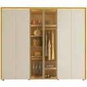 Ver mais imagens de Guarda-Roupa Casal 6 Portas 2 Portas Reflecta com LED com Pés 100% MDF Splendor Marrom/Marrome/Off White