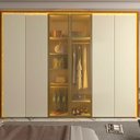 Ver imagem 7 de Guarda-Roupa Casal 6 Portas 2 Portas Reflecta com LED com Pés 100% MDF Splendor Marrom/Marrome/Off White