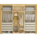 Ver imagem 4 de Guarda-Roupa Casal 6 Portas 2 Portas Reflecta com LED com Pés 100% MDF Splendor Marrom/Marrome/Off White