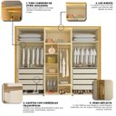 Ver imagem 6 de Guarda-Roupa Casal 6 Portas 2 Portas Reflecta com LED com Pés 100% MDF Splendor Marrom/Marrome/Off White
