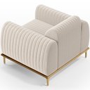 Ver imagem 7 de Poltrona Decorativa Base De Madeira Castanho e Pés Metalizado D'Ouro Molino D02 Bouclê Creme B-54 -