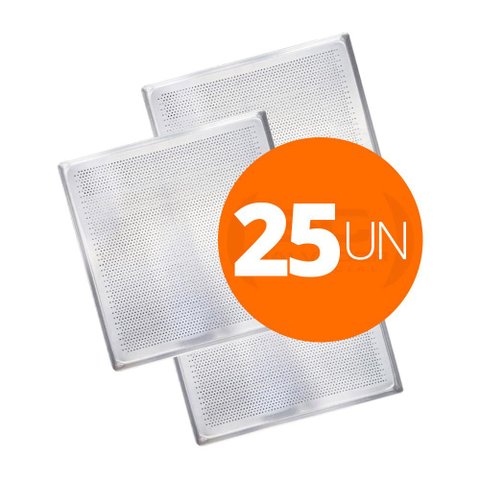 KIT - 25 Assadeiras Forma Estampada Perfurada Alumínio 35cm x 35cm PRP-004 / FC4EMV - Imeca