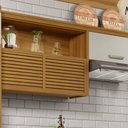 Ver mais imagens de Armário Aéreo 2 Portas 1 Nicho Ripado 200 cm Princesa 100% MDF Marrom/Freijó/Off White