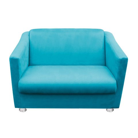 Namoradeira Tilla Decorativa 2 Lugares Suede Azul Turquesa