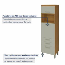 Paneleiro 2 Portas 3 Gavetas Princesa 100% MDF Marrom/Freijó/Off White - 3 Paneleiro 2 Portas 3 Gavetas Princesa 100% MDF Marrom/Freijó/Off White - 3
