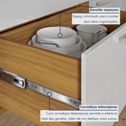 Paneleiro 2 Portas 3 Gavetas Princesa 100% MDF Marrom/Freijó/Off White - 5 Paneleiro 2 Portas 3 Gavetas Princesa 100% MDF Marrom/Freijó/Off White - 5