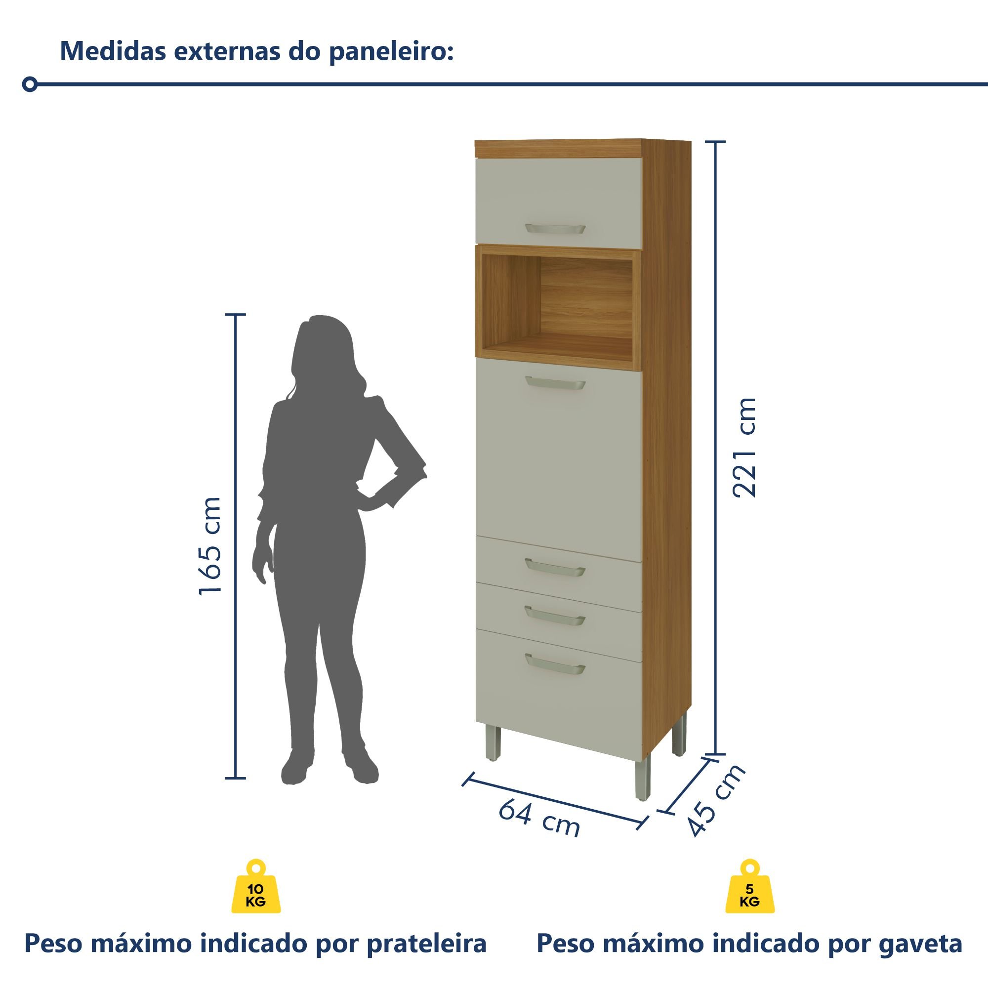 Paneleiro 2 Portas 3 Gavetas Princesa  100% Mdf - 7