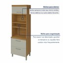 Ver imagem 4 de Paneleiro Torre Quente 2 Portas 1 Gaveta Princesa 100% MDF Marrom/Freijó/Off White