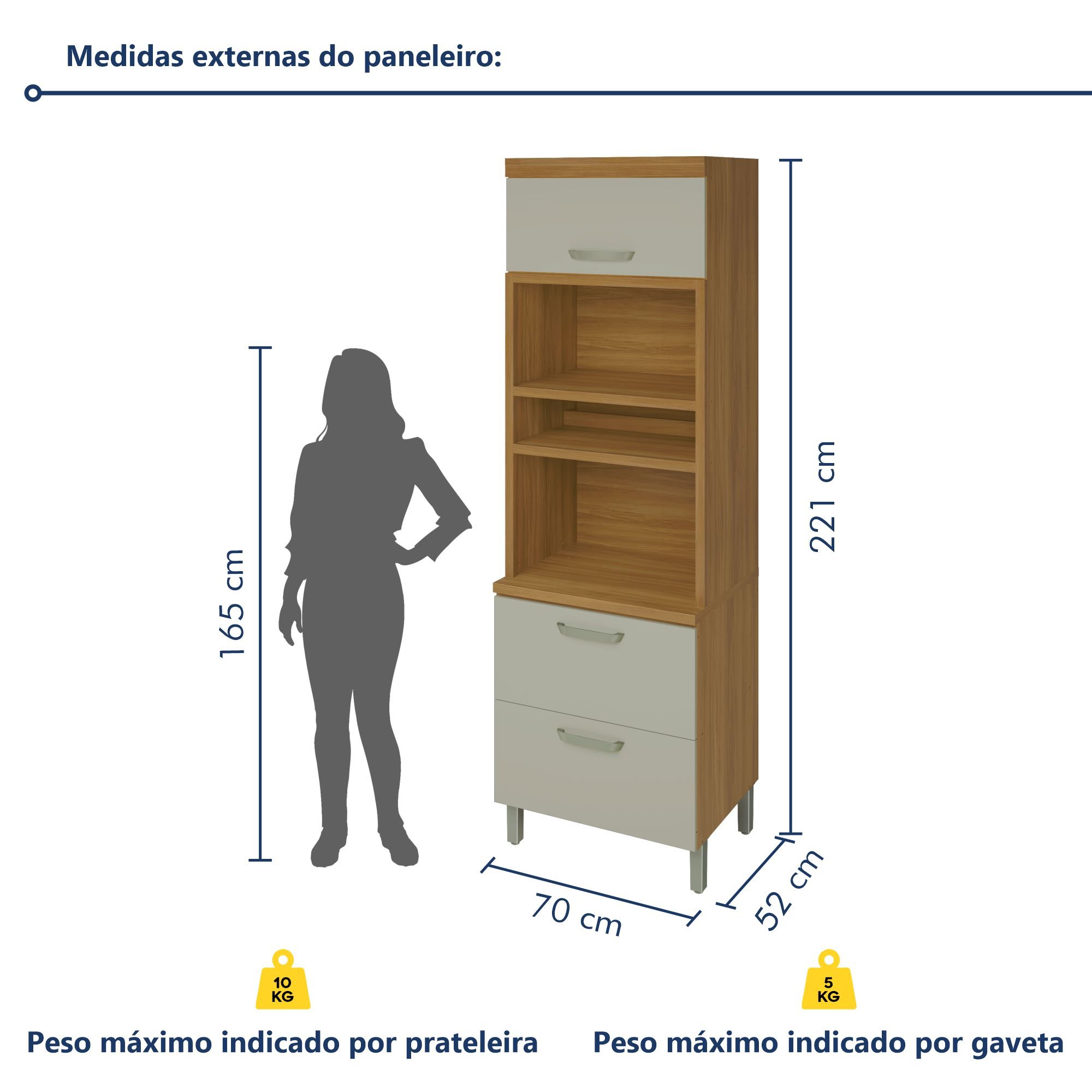 Paneleiro Torre Quente 2 Portas 1 Gaveta Princesa  100% Mdf - 7