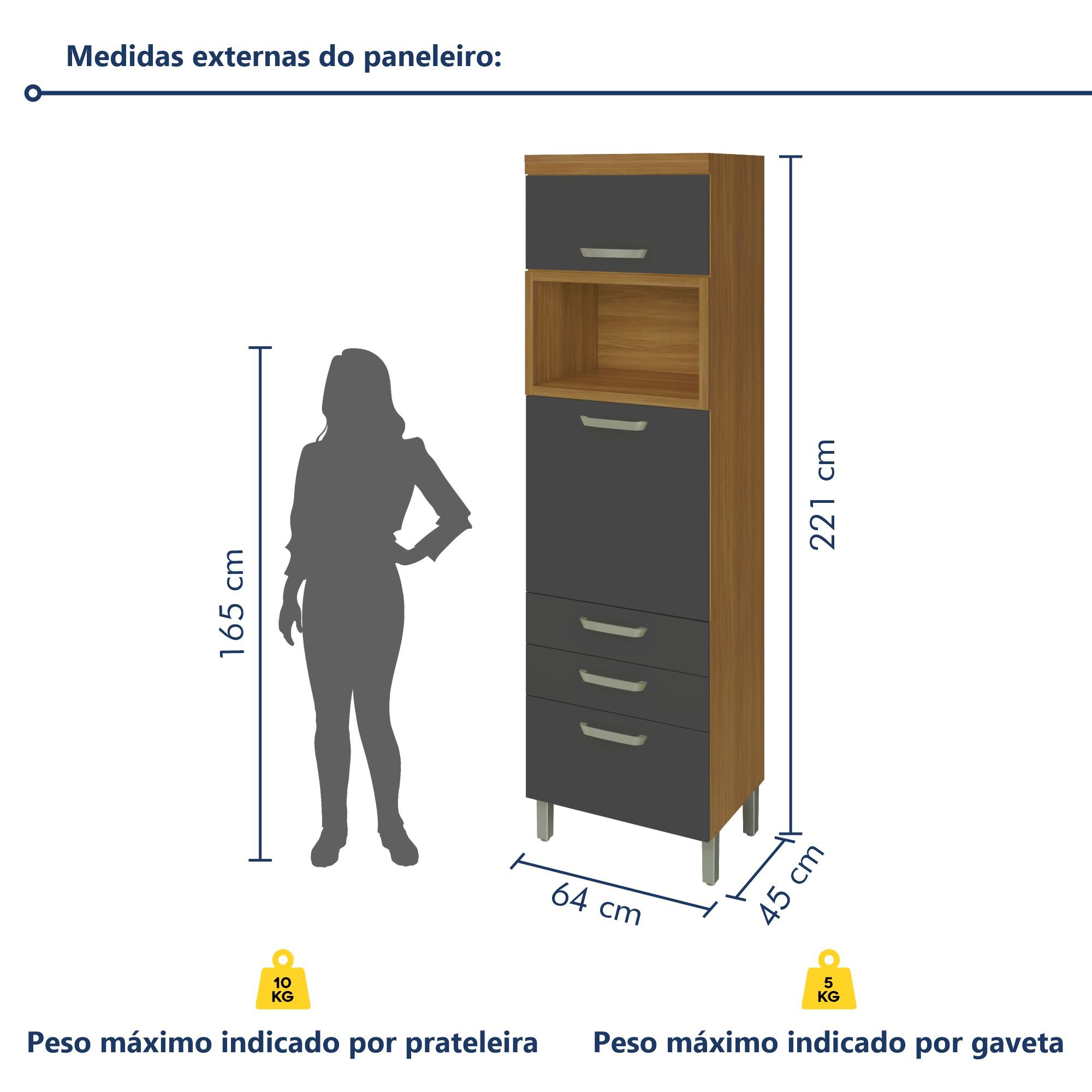 Paneleiro 2 Portas 3 Gavetas Princesa 100% Mdf - 7