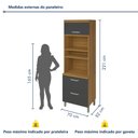 Ver imagem 7 de Paneleiro Torre Quente 2 Portas 1 Gaveta Princesa Marrom/Freijó/Grafite