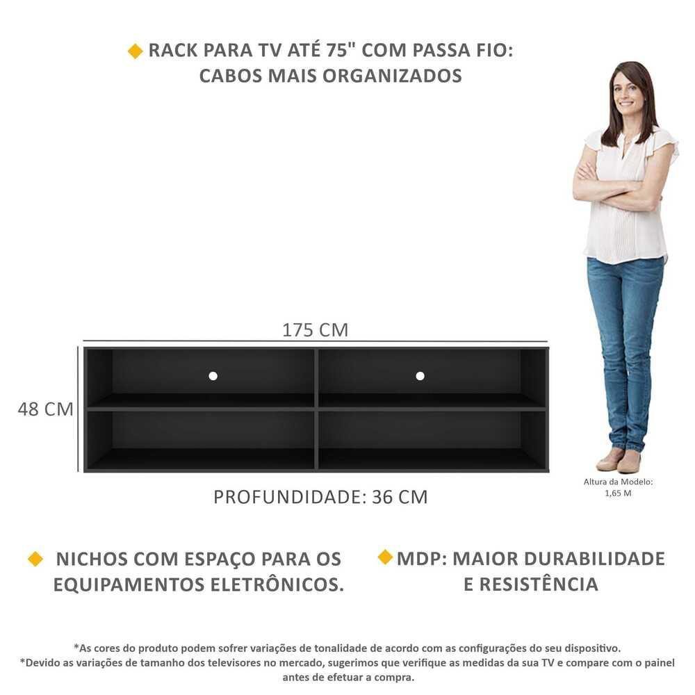 Rack para TV 75" Jazz Multimóveis MP1006 Preto - 3