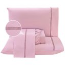Ver imagem 1 de Jogo de Cama Lençol Queen Luxuria Percal 300 Fios 4 Peças - Rosê - 100% Poliéster