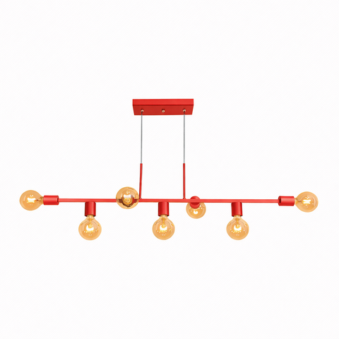 Pendente Ciciliano Aluminio Teto e27 7 Luzes Lumini Lab - Vermelho Brilhante