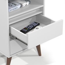 Mesa de Cabeceira Roma Quarto com 2 Gavetas Branco - 3